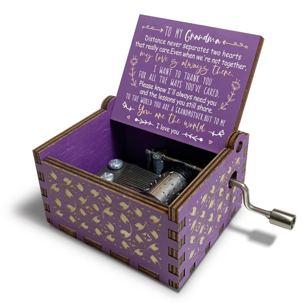 2753 Gifts for Grandma Hand Crank Wood Music BoxGranddaughter's Love